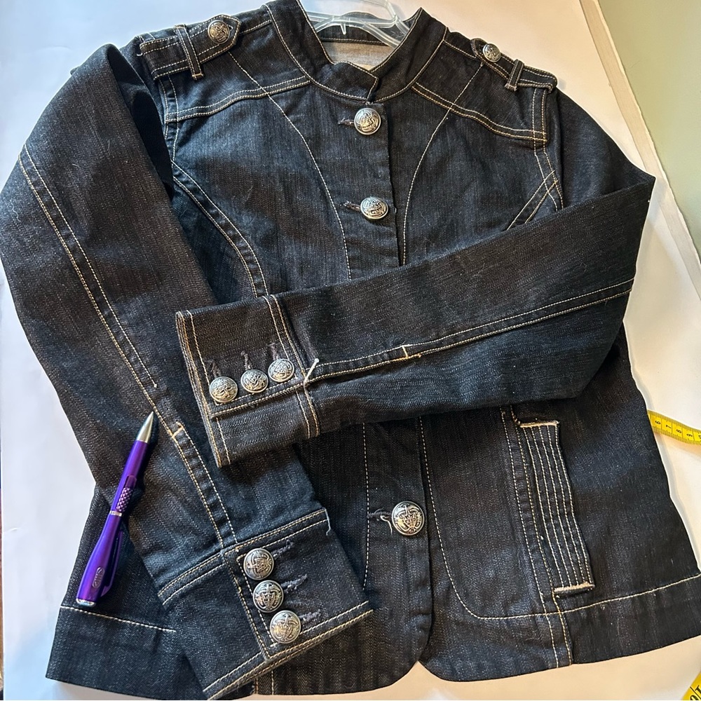 Old Navy Black Denim Military Jacket - Picture 3 of 8